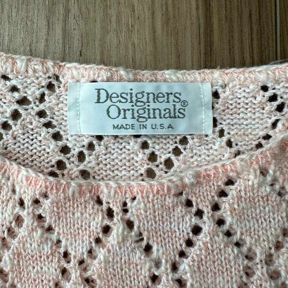 Vintage Light Pink & White Crochet Knit Top - Picture 8 of 15